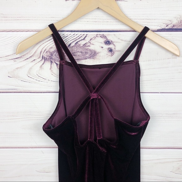 ROBERTA Vintage Purple Velvet Strappy Mini Dress S - Picture 4 of 6